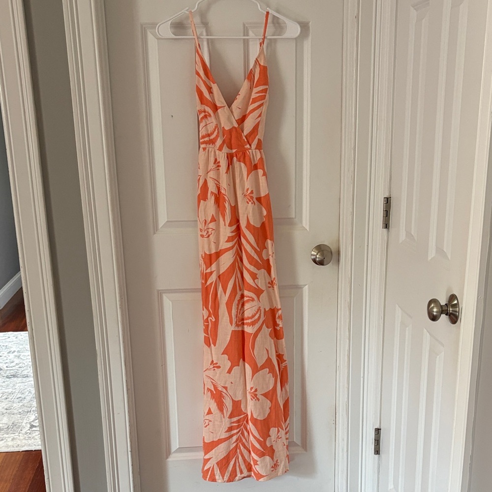Vici Tropical Orange and Cream Maxi Dress